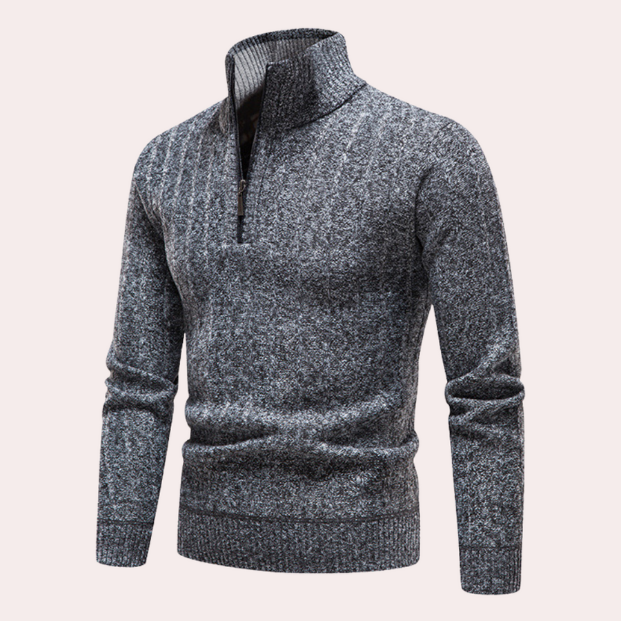 Warm men's turtleneck jumper with zip fastening