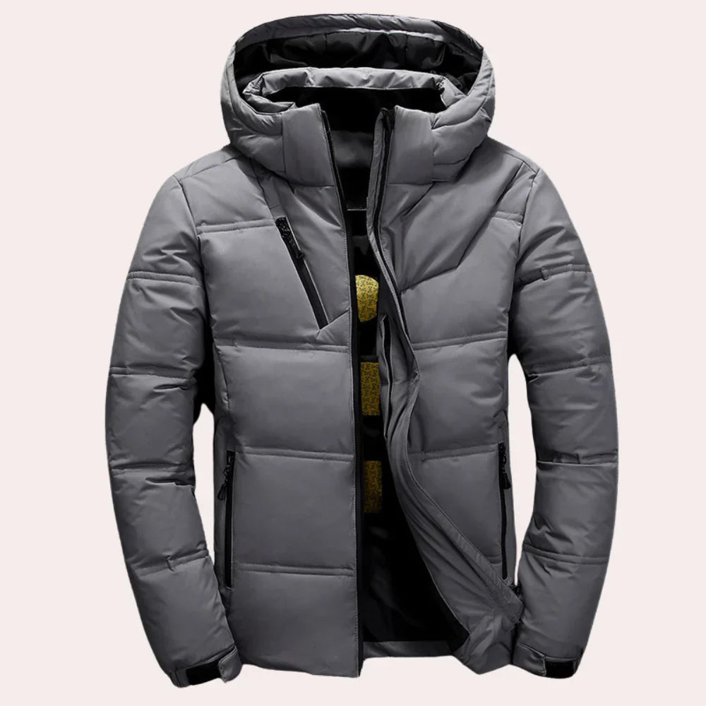 Warm men's hooded jacket