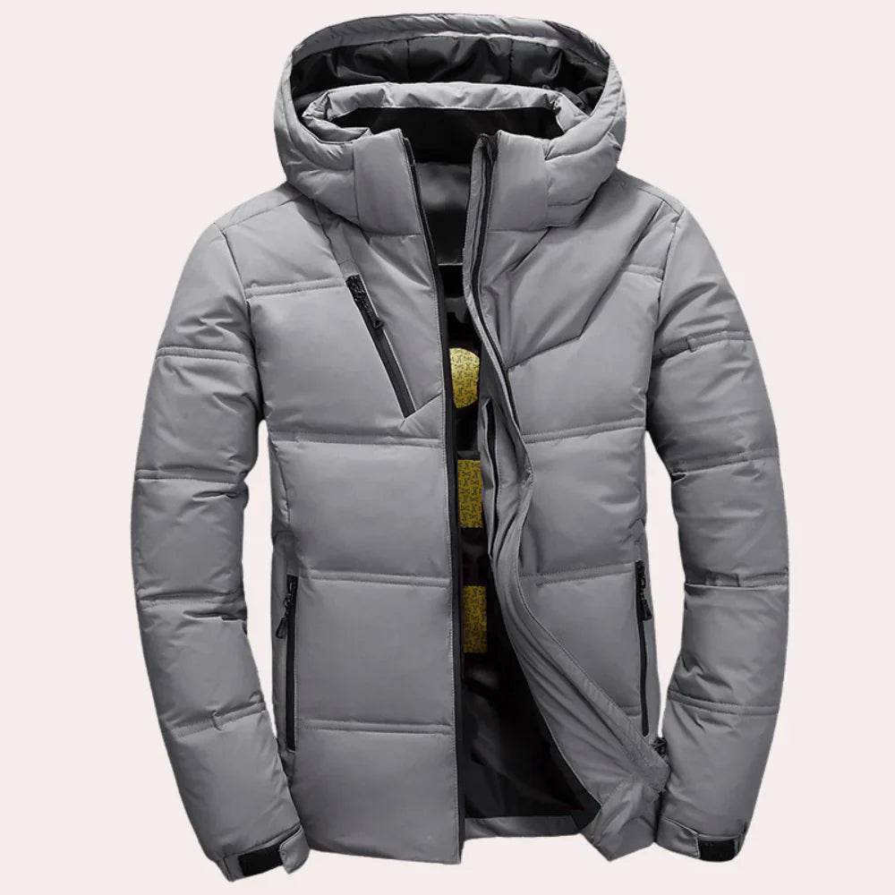 Warm men's hooded jacket