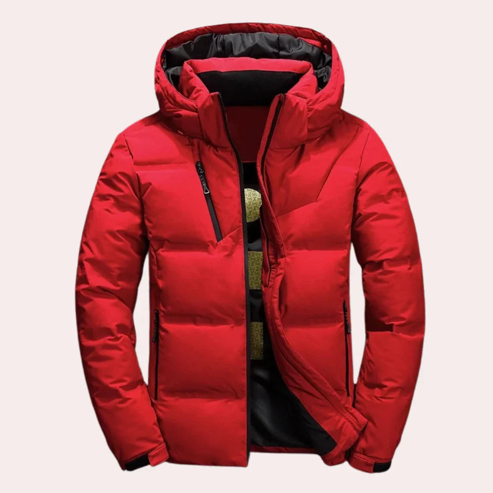 Warm men's hooded jacket