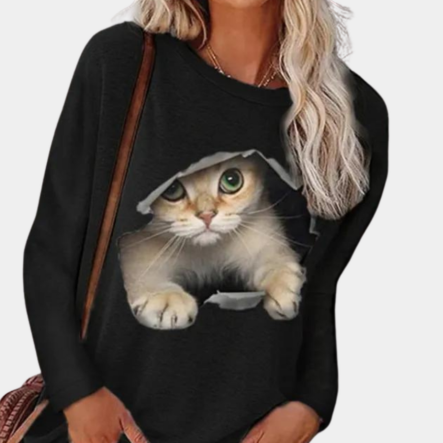 Women's cat print blouse