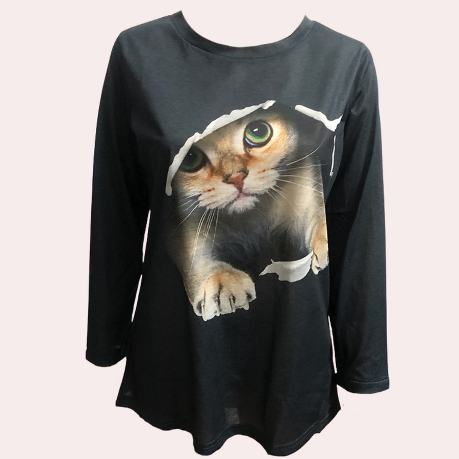 Women's cat print blouse