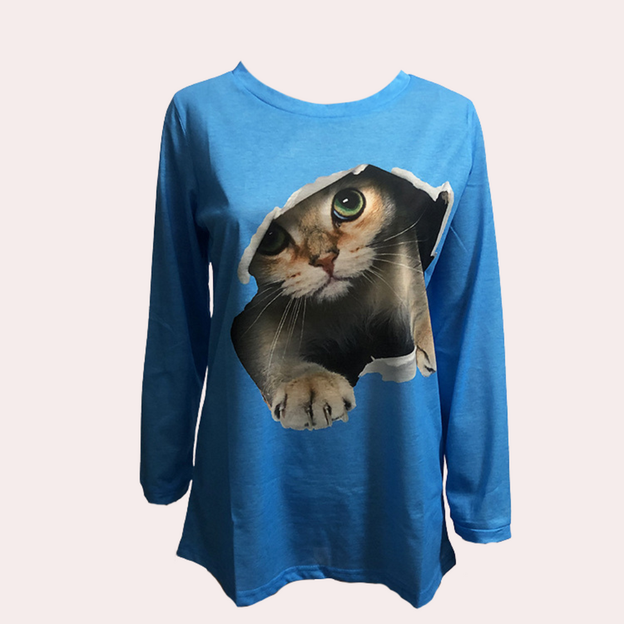 Women's cat print blouse