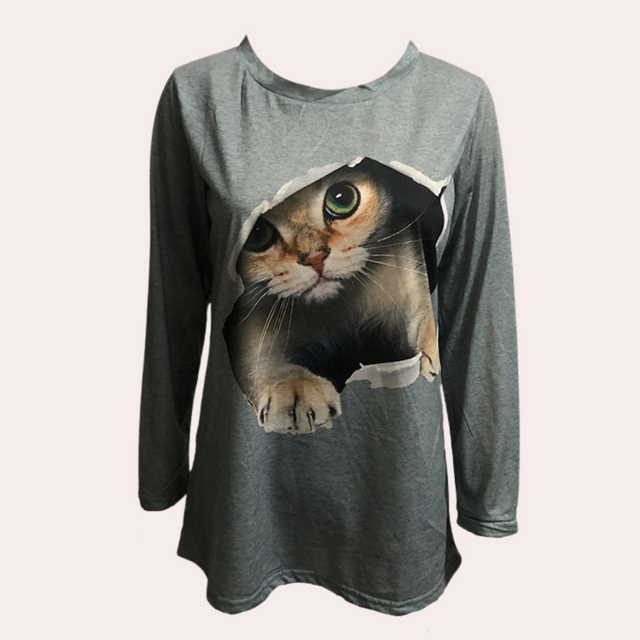 Women's cat print blouse