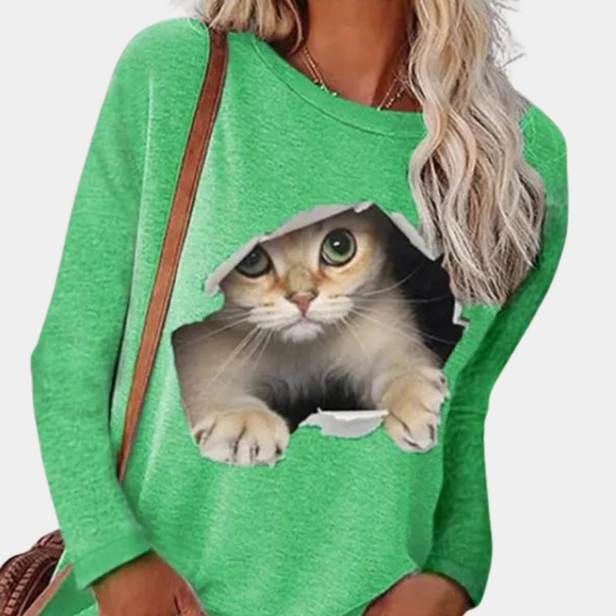 Women's cat print blouse