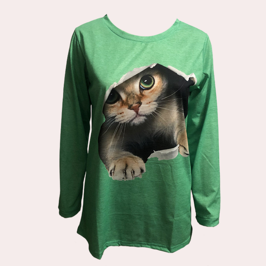 Women's cat print blouse