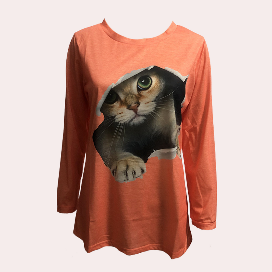 Women's cat print blouse