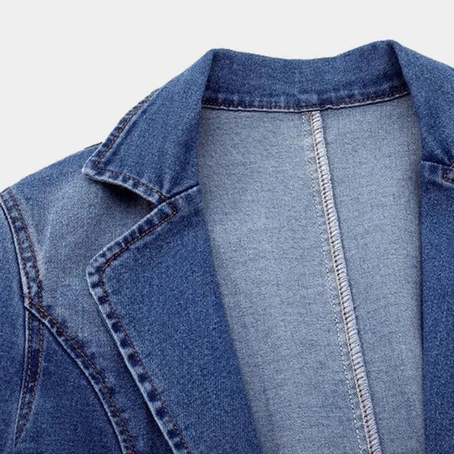 Sidney - slim denim jacket with one button