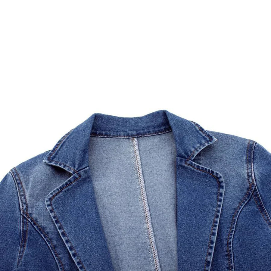 Sidney - slim denim jacket with one button