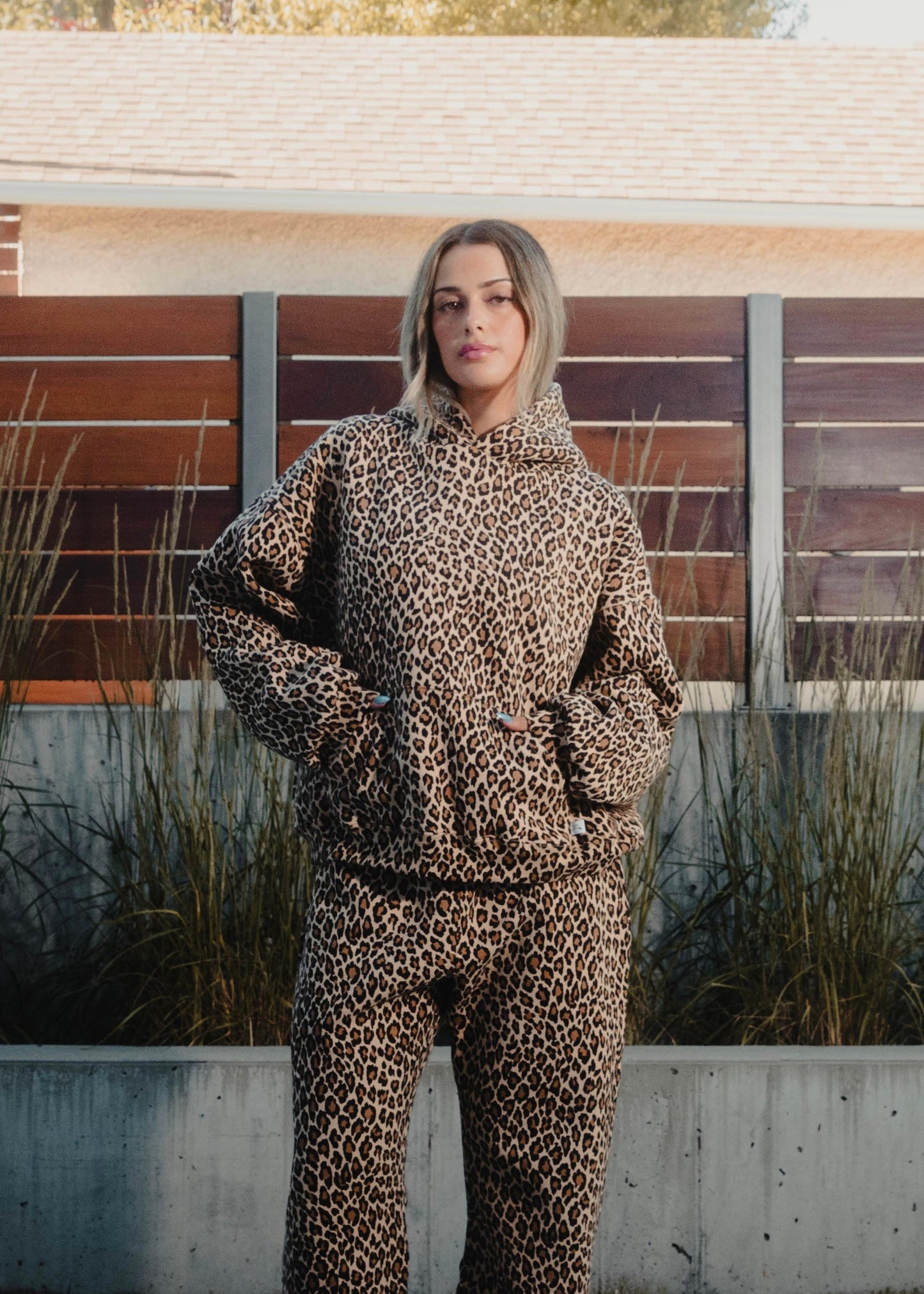 Lucia™ - Cheetah print jumpsuit and sweatshirt set