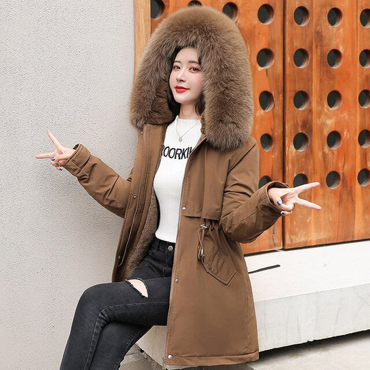 Alaisa - fashion long parka jacket with fur collar 2024