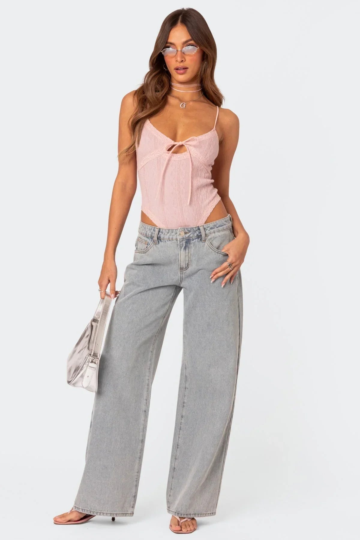 Ivette - jeans with bow tie and embroidery