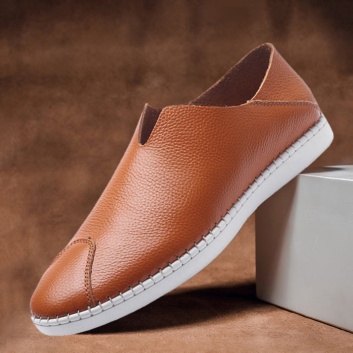 Genuine Leather Slip On Oxfords