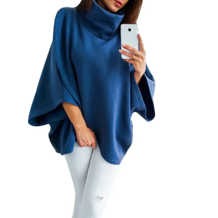 Xenia - poncho sweater with turtleneck for women