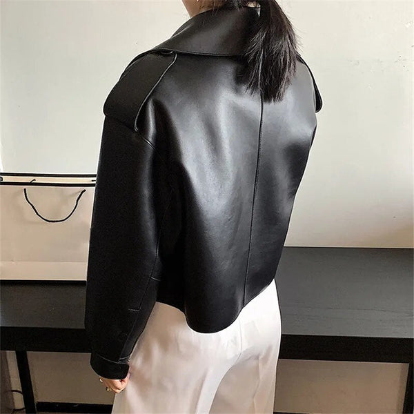 Vintage Vegan Leather Biker Jacket for Women | Ideal for All Seasons