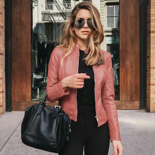 Elegant Vintage Faux Leather Jacket for Women | Ideal for All Seasons