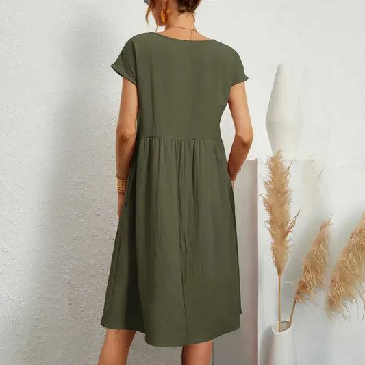 Knee-length summer dress with pockets - irish