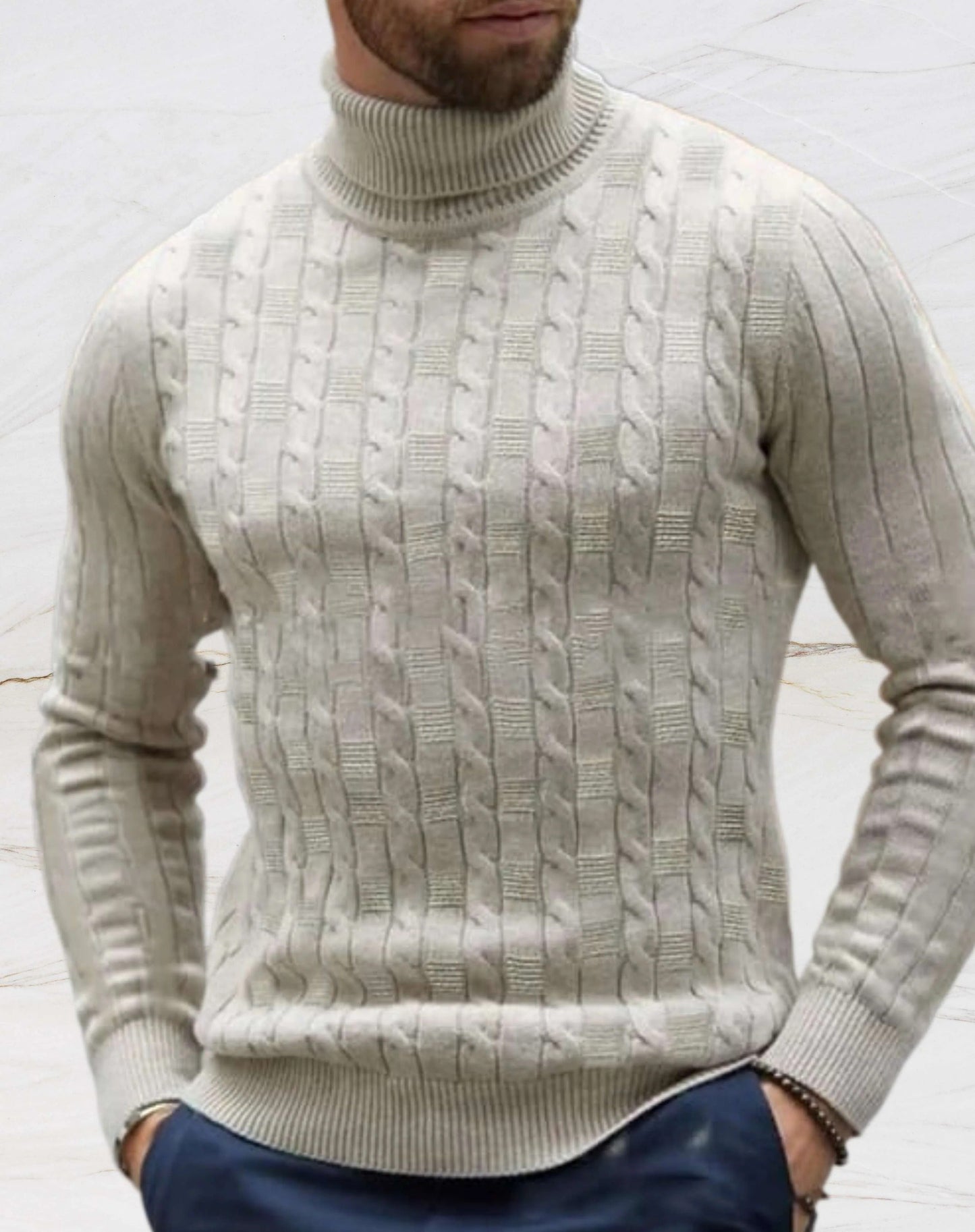 Chic Turtleneck Knitted Sweater for Men | Perfect for Everyday Wear