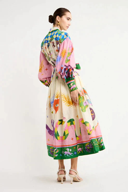 Babette | a long vintage style dress with print