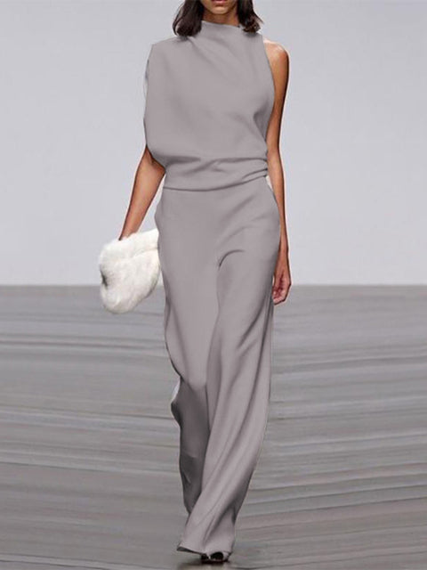 Women's jumpsuit with a round neckline