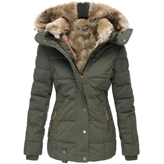 Women's winter coats with detachable fur collar - warm and stylish