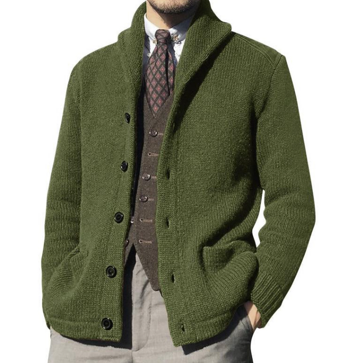 Classic knitted men's jacket with buttons