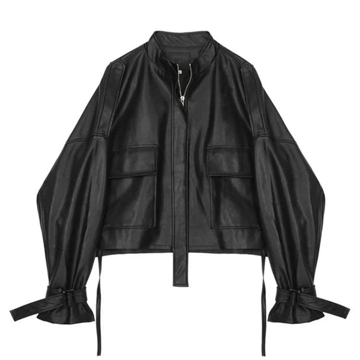 Casual Vegan Leather Jacket with Pockets for Women | Perfect for Casual Days