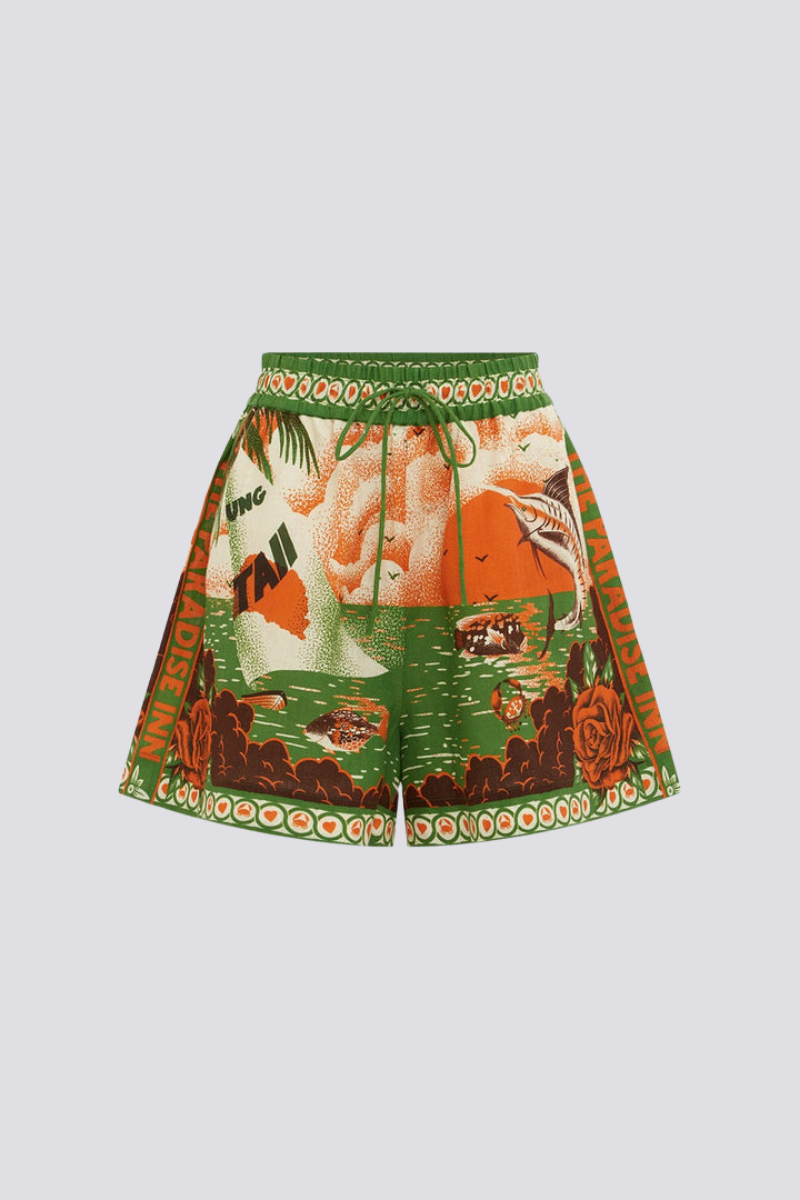 Léocadie Short Sleeve Sunset Print Shorts Set