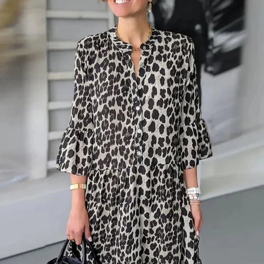 Benancio | midi dress with leopard print