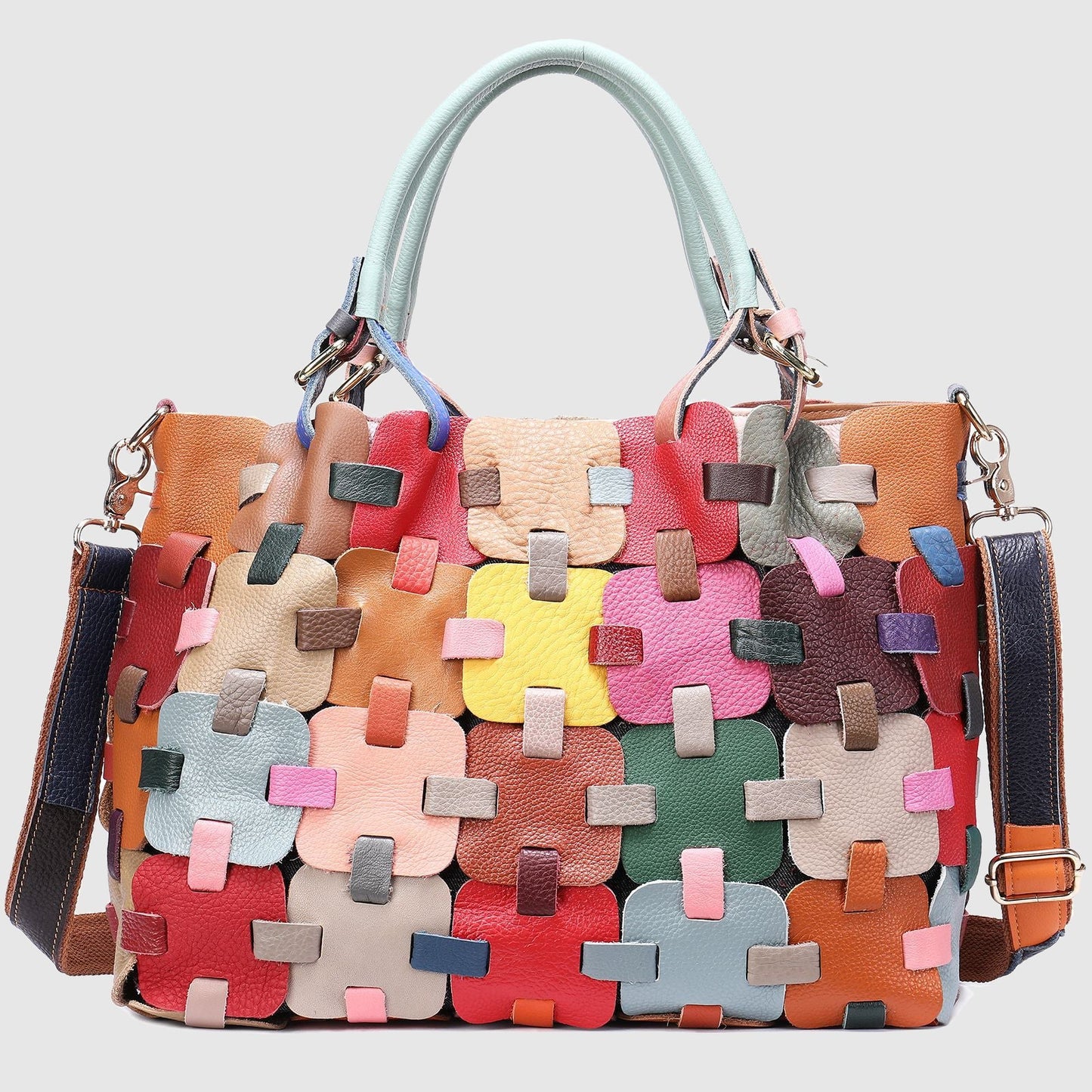 Malin Tassou Patchwork Genuine Leather Bag