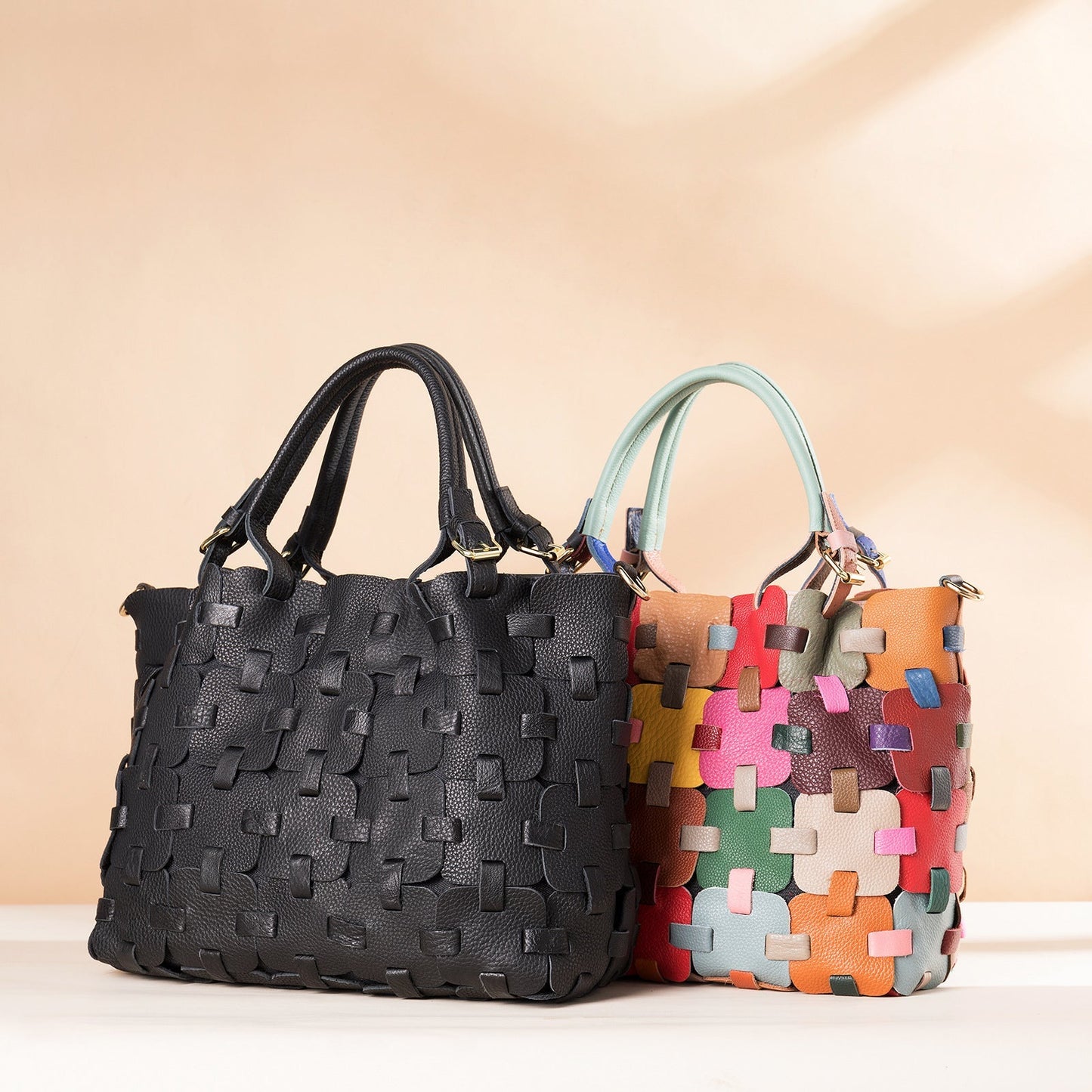 Malin Tassou Patchwork Genuine Leather Bag