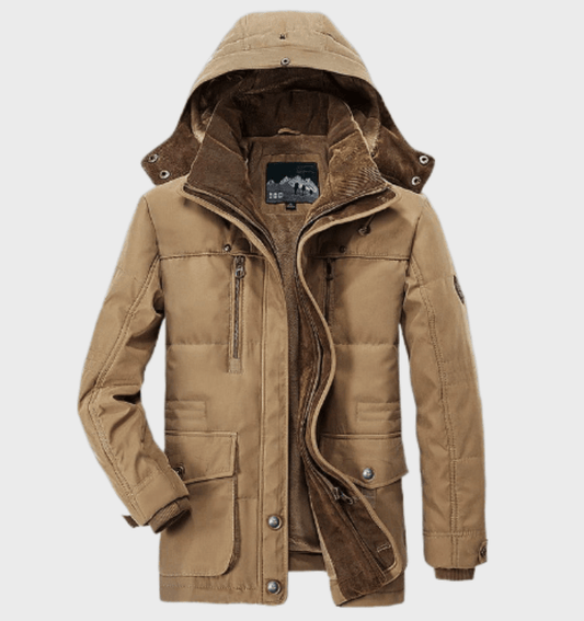 Hugo - thick winter jacket with hood for men with jacket with deep pockets