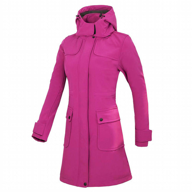 Classic Long Waterproof Outdoor Rain Jacket with Hood for Women | Perfect for Outdoor Activities