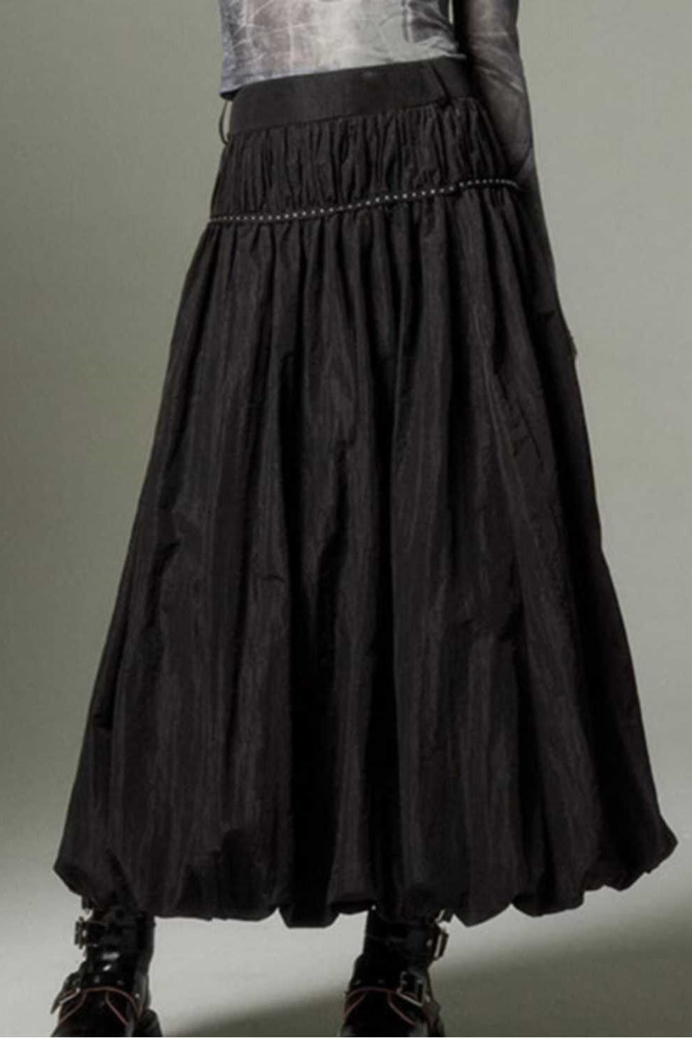 Vintage Ruffled Flowy Midi Skirt