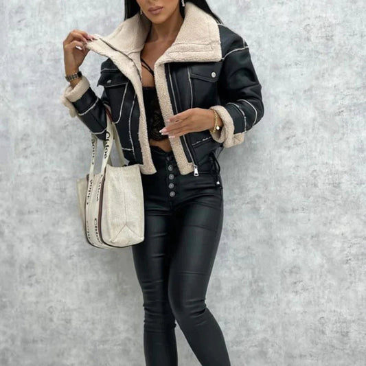 Casual Faux Leather Jacket with Fur for Women | Perfect for Everyday Wear