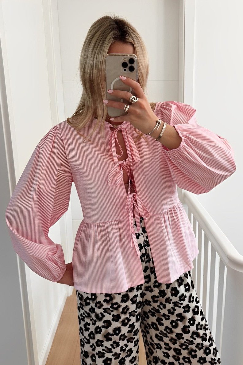 Pintsripe Bow Blouse