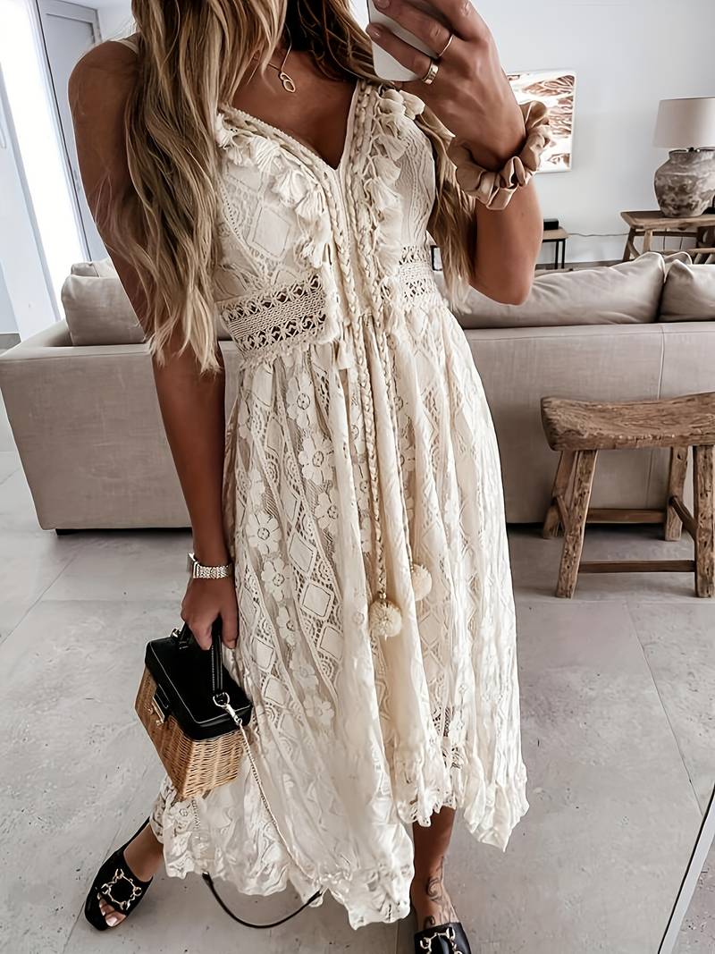 Olivia spaghetti strap v neck holiday dress