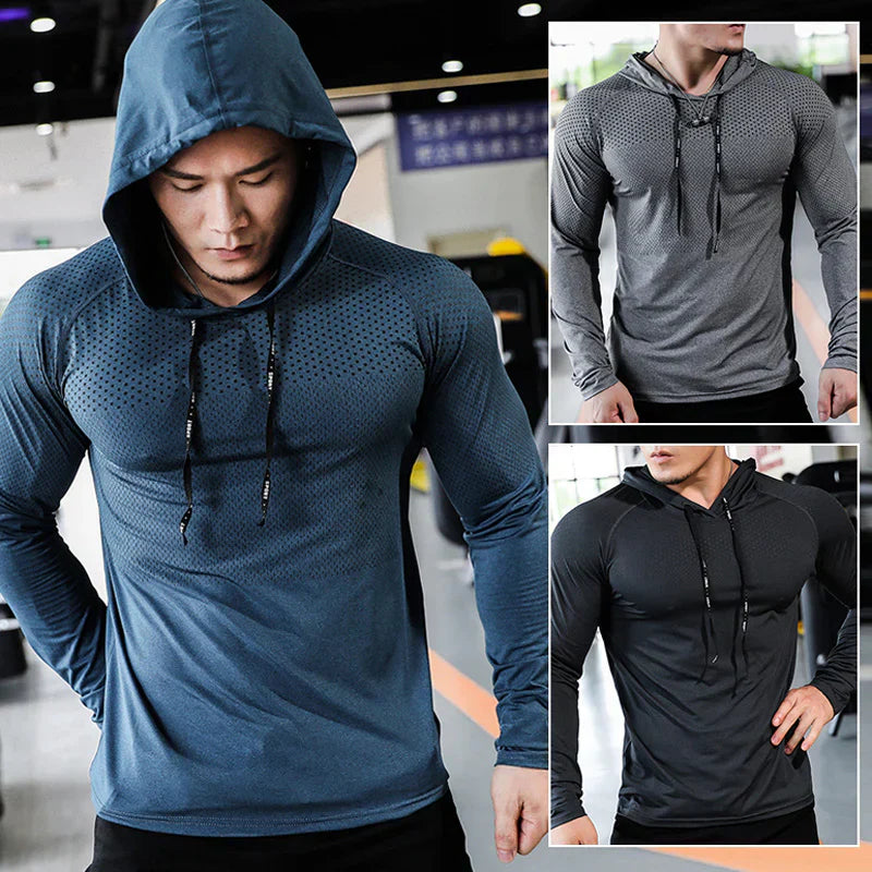 Breathable sports men's hooded shirt