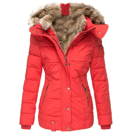 Women's winter coats with detachable fur collar - warm and stylish