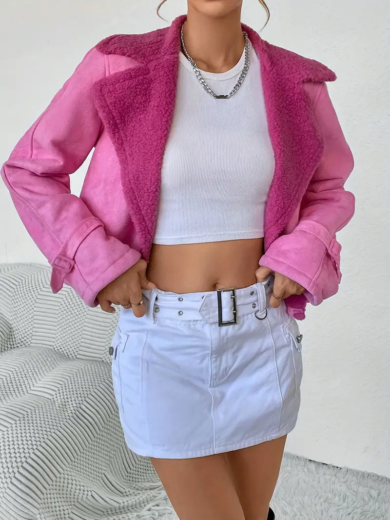 Pink Vintage Faux Leather Jacket for Women | Ideal for Spring