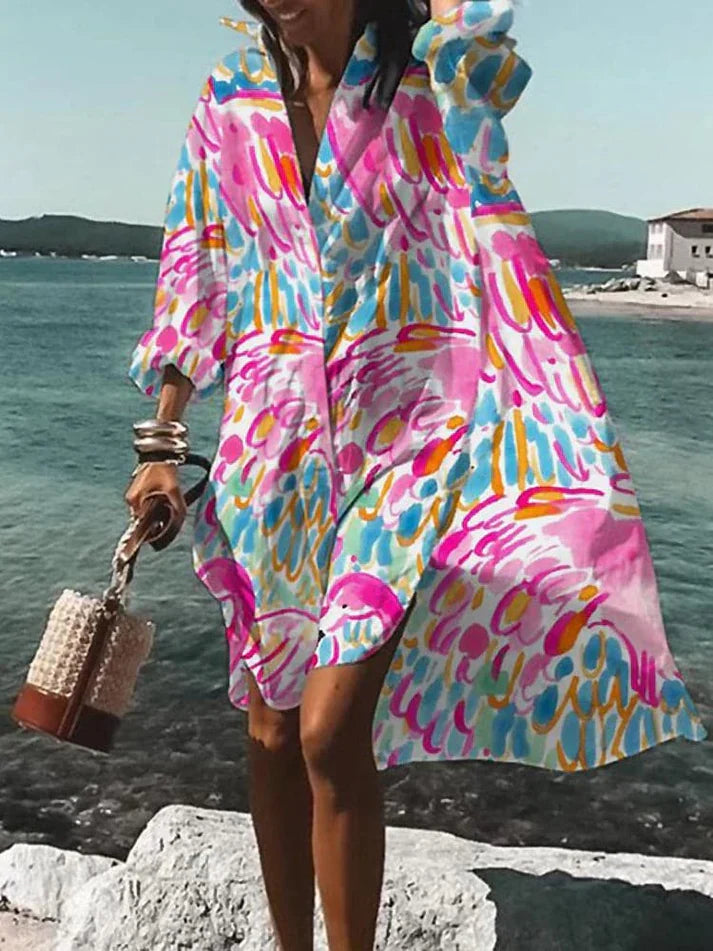 Fina - wide, colorful dress with summery patterns