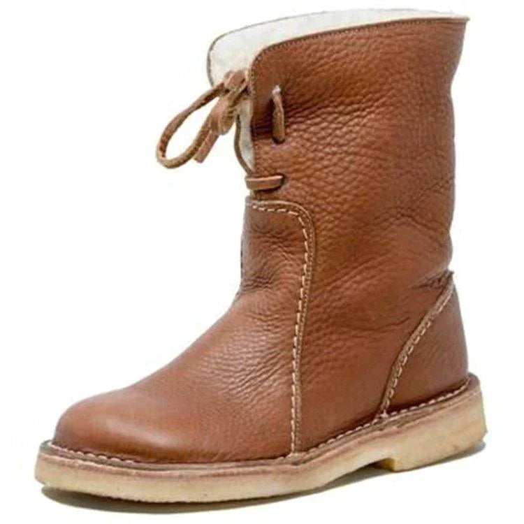 Astrid™ - Leather boots with wool fleece lining