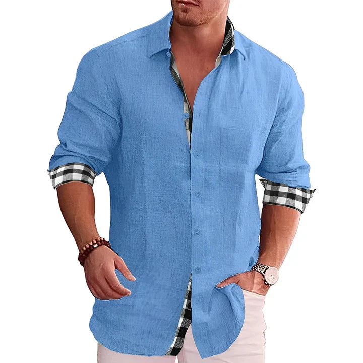 Casual - men's shirt with contrast details and rolled sleeves