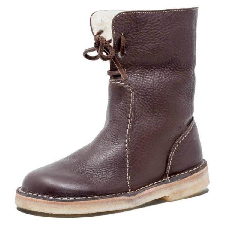 Astrid™ - Leather boots with wool fleece lining