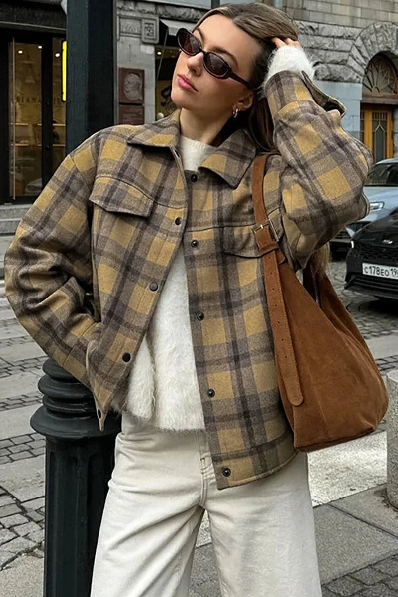 Classic Plaid Casual Lapel Jacket