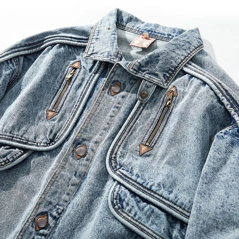 Roman slim moto denim jacket