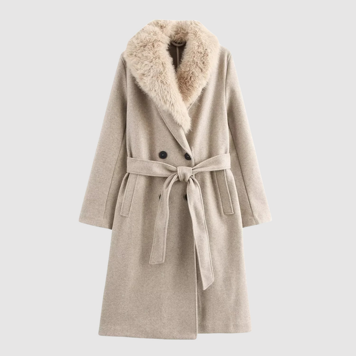 Gerd | classic winter coat with beige belt for women