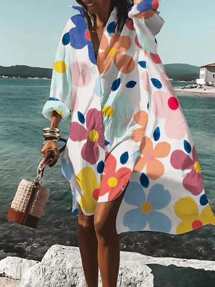 Fina - wide, colorful dress with summery patterns