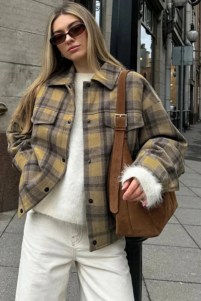 Classic Plaid Casual Lapel Jacket