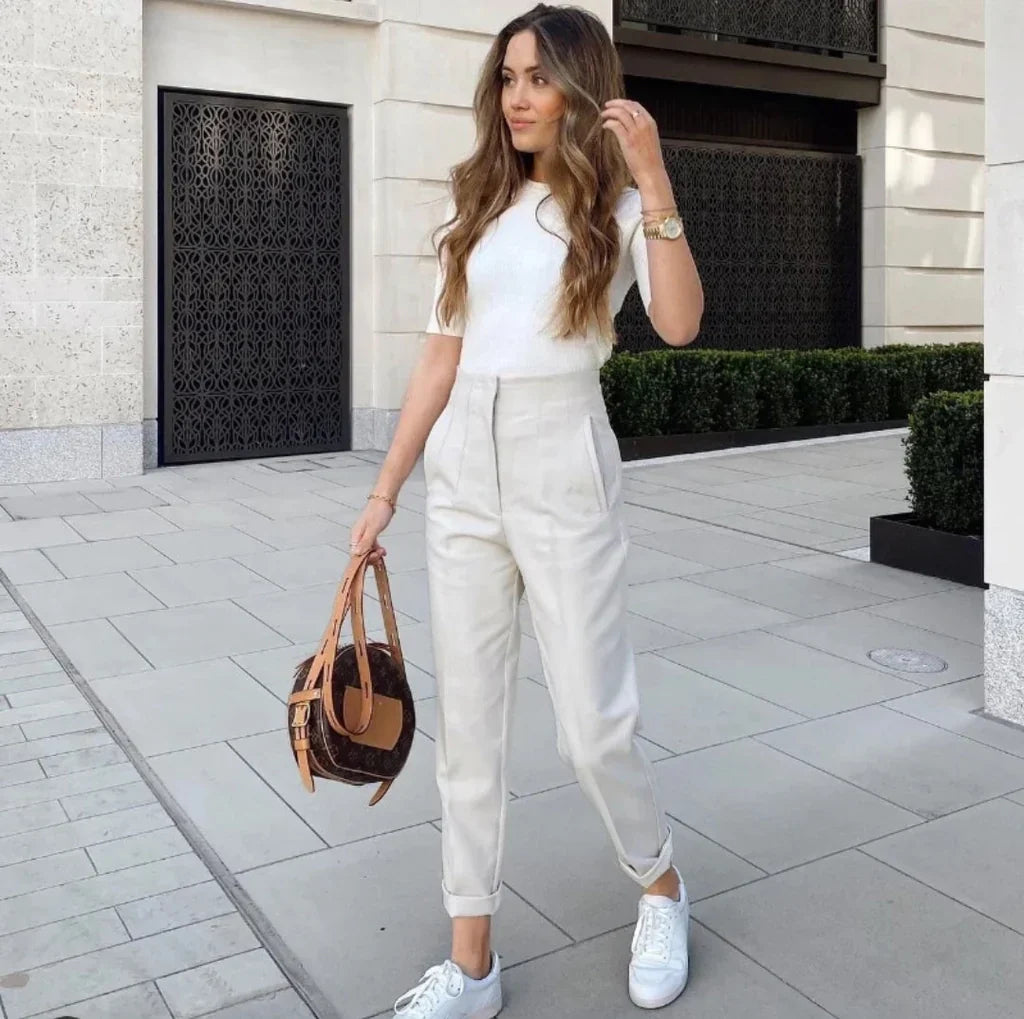 High waist casual formal trousers